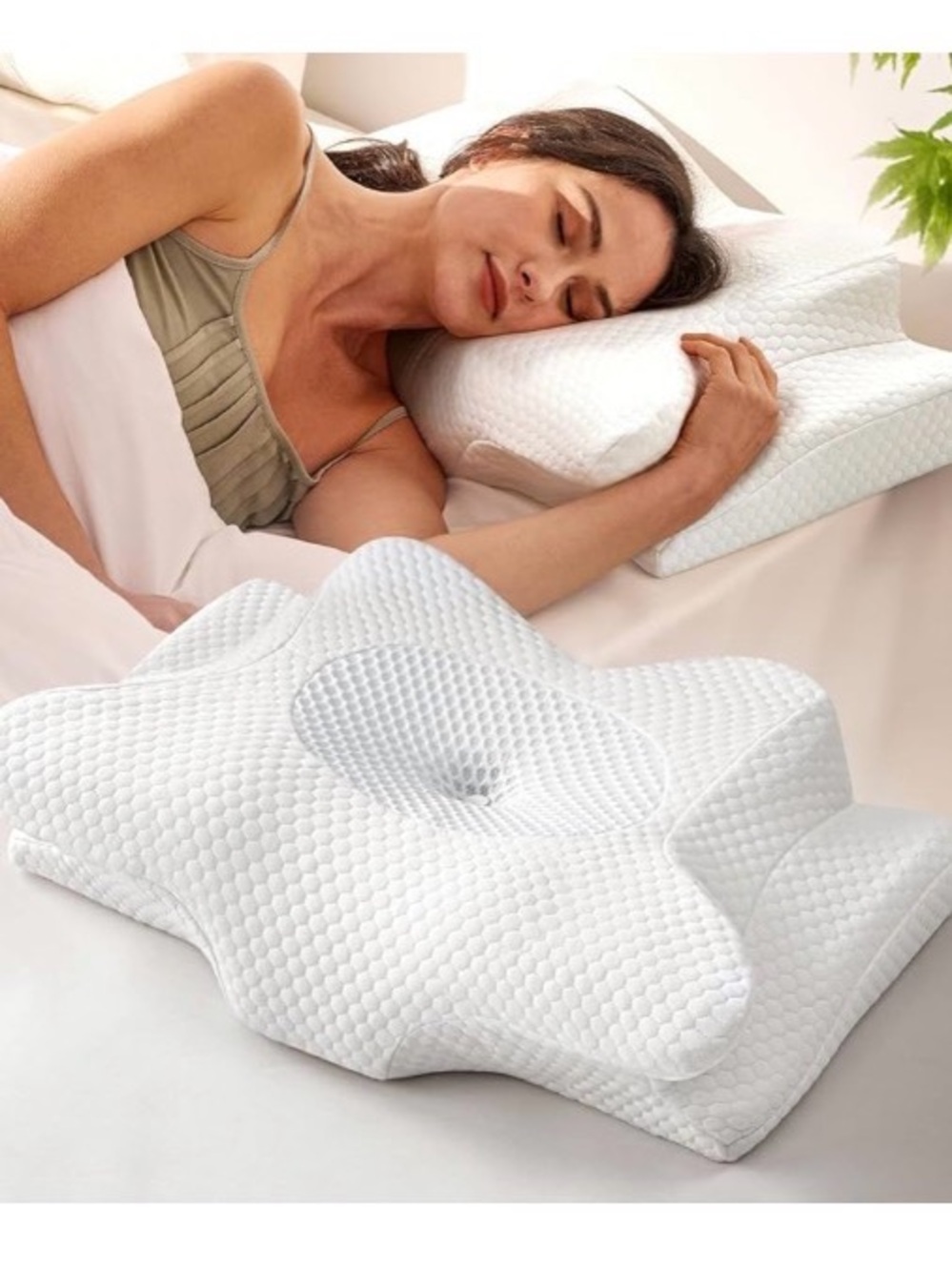 Contour Support Pillow with Breathable White Cover